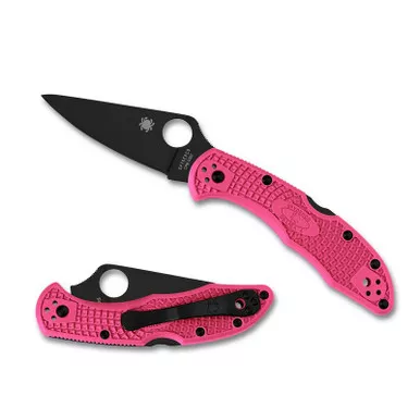 Spyderco C11FPPNS30VBK Delica 4 Lightweight Folding Knife 2.90" CPM-S30V Black Plain Edge Blade, Pink FRN Handle