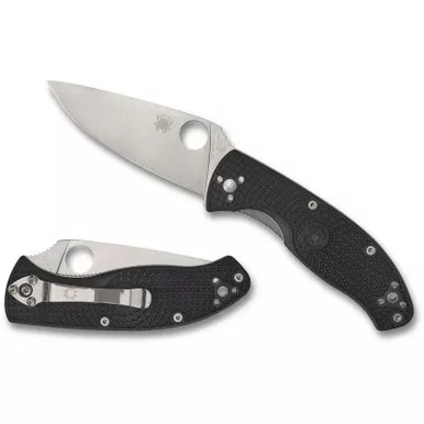 Spyderco C122PBK Tenacious Lightweight Folding Knife 3.39" 8Cr13MoV Plain Edge Blade, Black FRN Handle