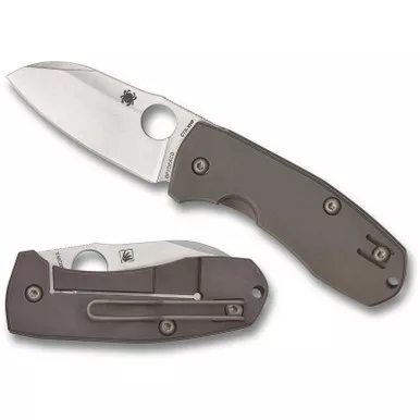 Spyderco C158TIP2 Techno 2 TI Foldng Knife 2.52" Plain Edge Blade, Green-Anodized Handle