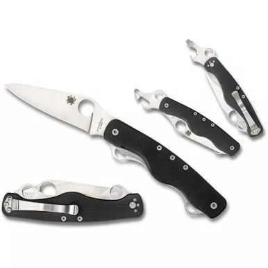 Spyderco C208GP Clipitool Standard Folding Knife w/ Multi-Tool 3.50" 8Cr13MoV Plain Edge Blade, Black G-10 Handle