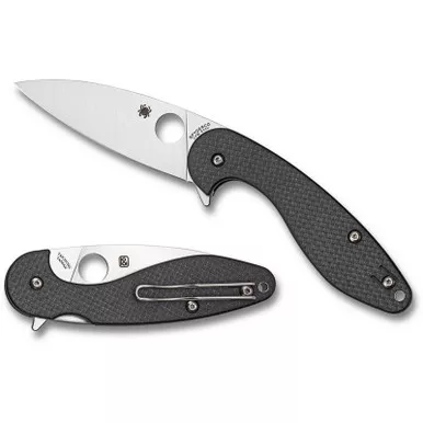 Spyderco C228CFP Silverax Folding Knife 3.48" CPM-S30V Plain Edge Blade, Carbon Fiber/G-10 Handle