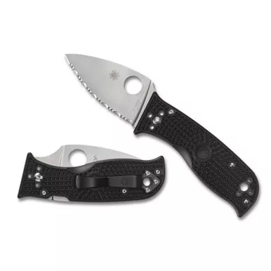 Spyderco C69SBK3 Lil' Temperance 3 Lightweight Folding Knife 2.92" VG-10 Serrated Edge Blade, Black FRN Handle