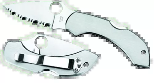 Spyderco Dragonfly Stainless Steel Handle Folding Knife, VG-10 Plain Edge Lockback Everyday Carry, C28P