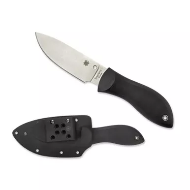 Spyderco FB02P Bill Moran Fixed Drop Point Blade Knife 3.88" VG-10 Plain Edge Blade Black FRN Handle