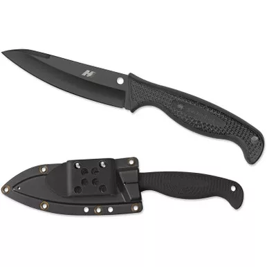 Spyderco FB23PBBK Aqua Salt Fixed Knife 4.70" H-2 Black Plain Edge Blade, Black FRN Handle