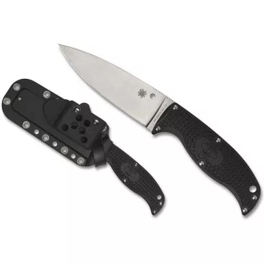 Spyderco FB31PBK2 Enuff 2 Fixed Knife 3.93" VG-10 Plain Edge Blade, Black FRN Handle