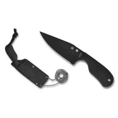Spyderco FB48PBBK Subway Bowie Fixed Knife 2.80" LC200N Black Plain Edge Blade, Black FRN Handle