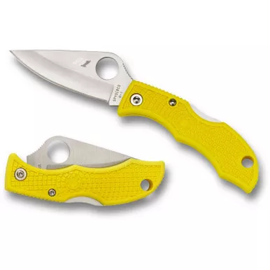 Spyderco LYLP3 Ladybug 3 Salt Folding Knife 1.94" H-2 Plain Edge Blade, Yellow FRN Handle