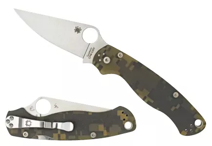 Spyderco Para Military 2 3.44″ Folding Drop Point Plain Black CPM S30V SS Blade Digital Camo G10 Handle Includes Pocket Clip