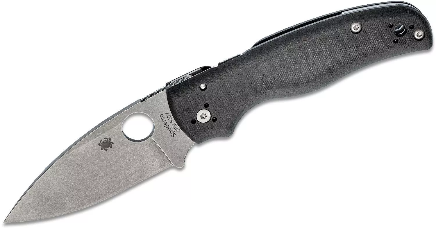 Spyderco Shaman Black G-10 StonewashedPlainedgeFolding Knife
