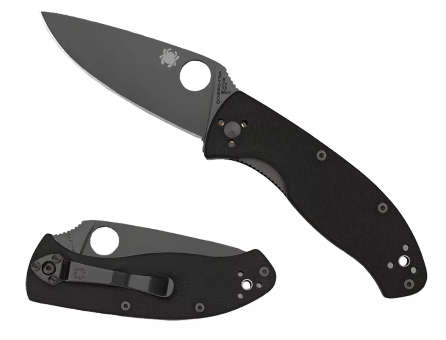 Spyderco Tenacious 3.39" Folding Drop Point Part Serrated Black Matte