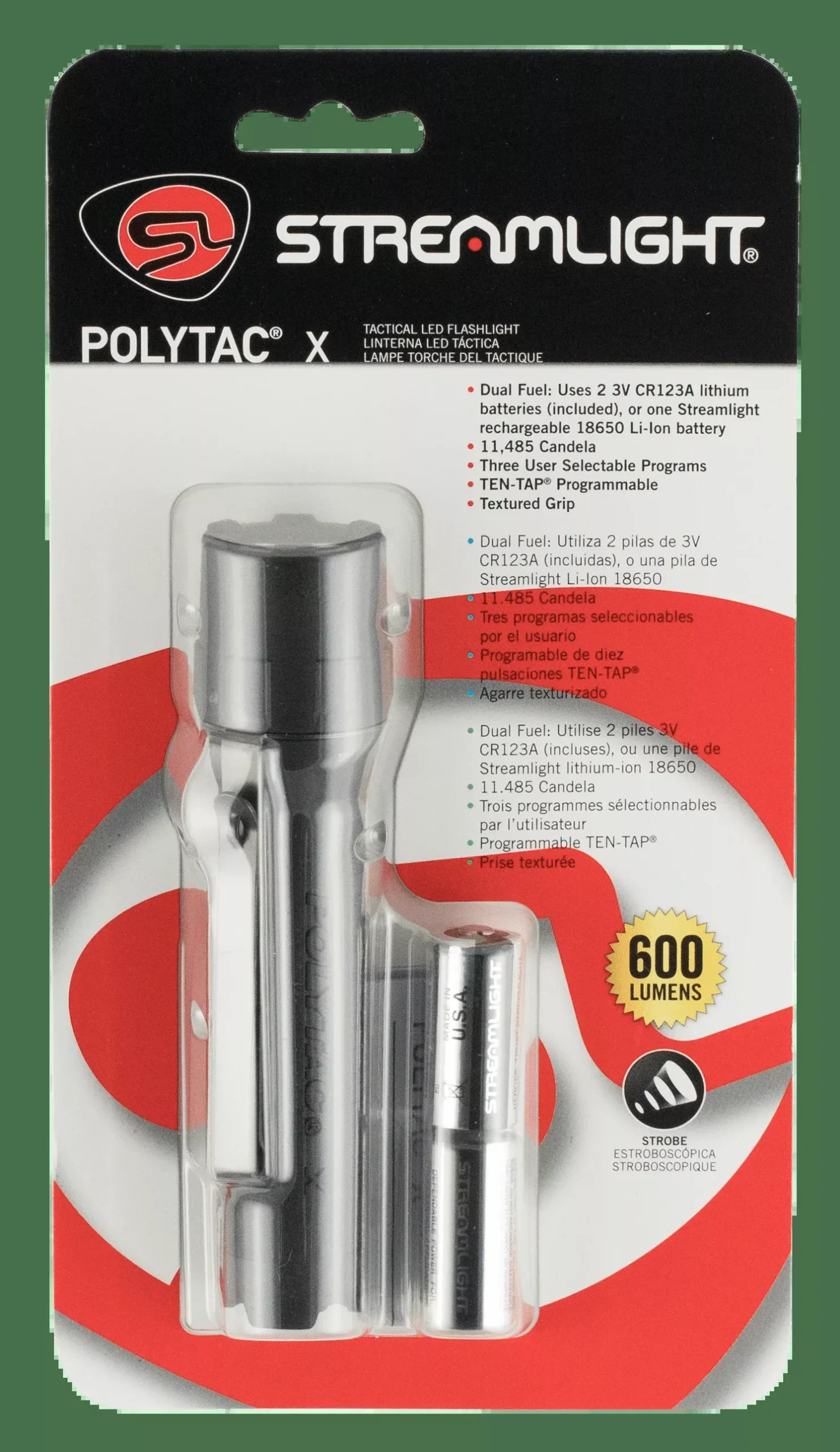 Streamlight Polytac X, Stl 88600Polytac X Black Cr123a