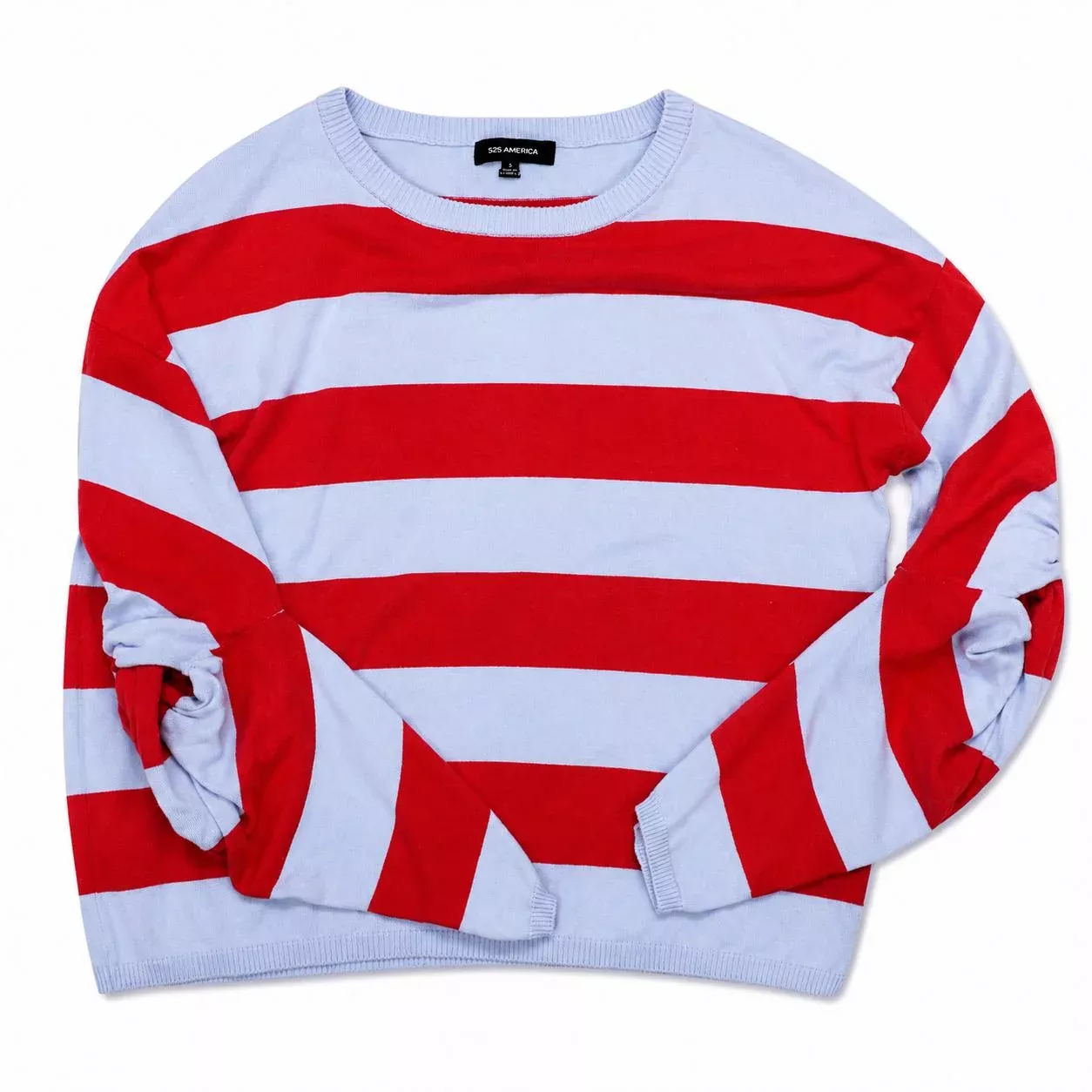 Striped Twist Sleeve Crew