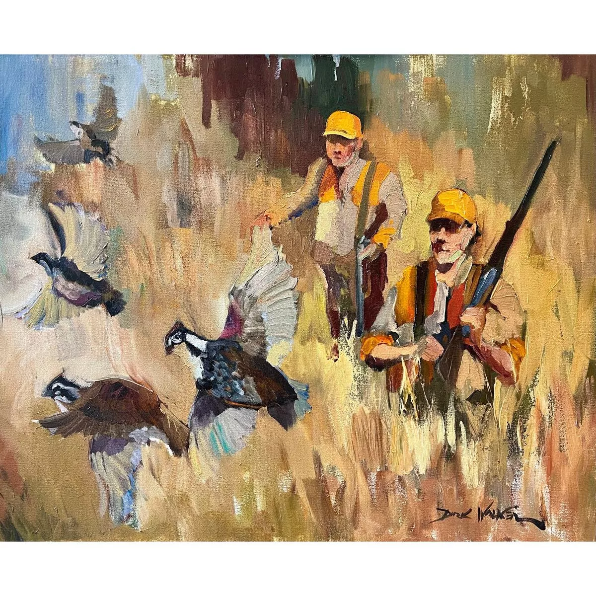 “Sudden Flush Quail Hunt” Painting by Dirk Walker