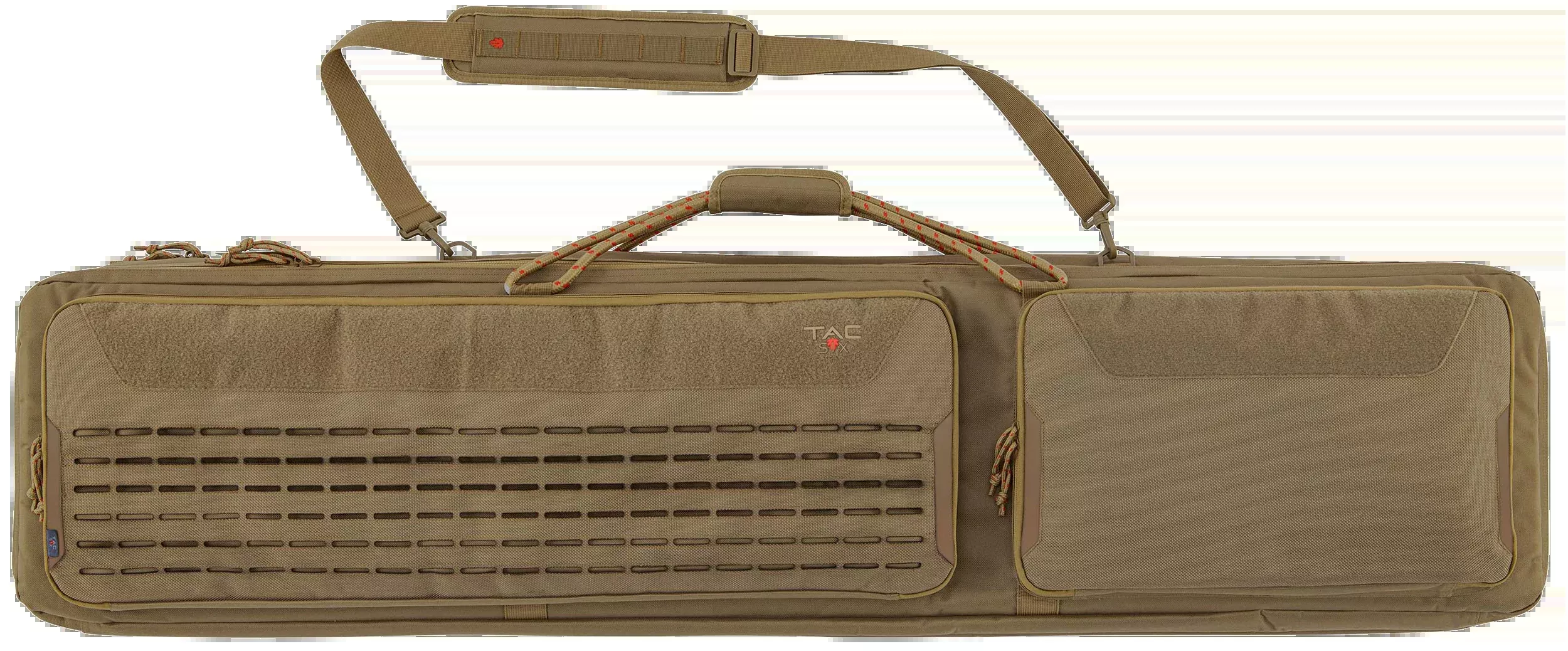 Tac Six Unit 2-Gun Tactical Rifle Case, 55 in Coyote, 600D Polyester, Laser-Cut MOLLE – 10844