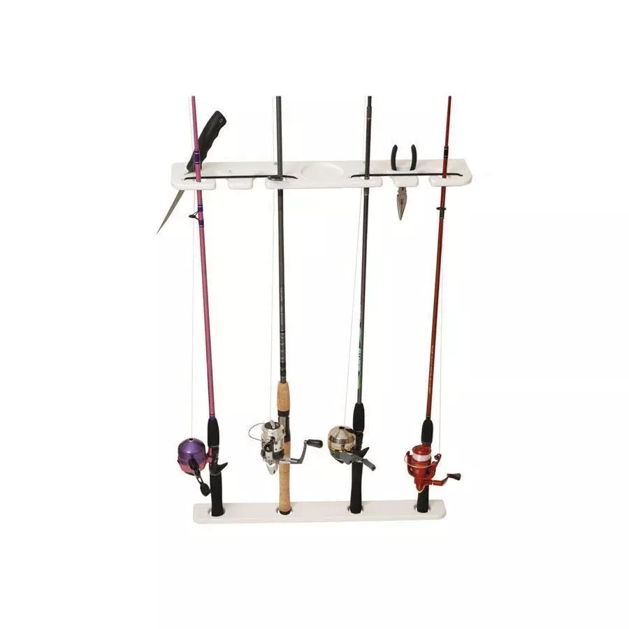 Taco Deluxe 4-Rod Pontoon Boat Tackle Rack – White• P03-074W