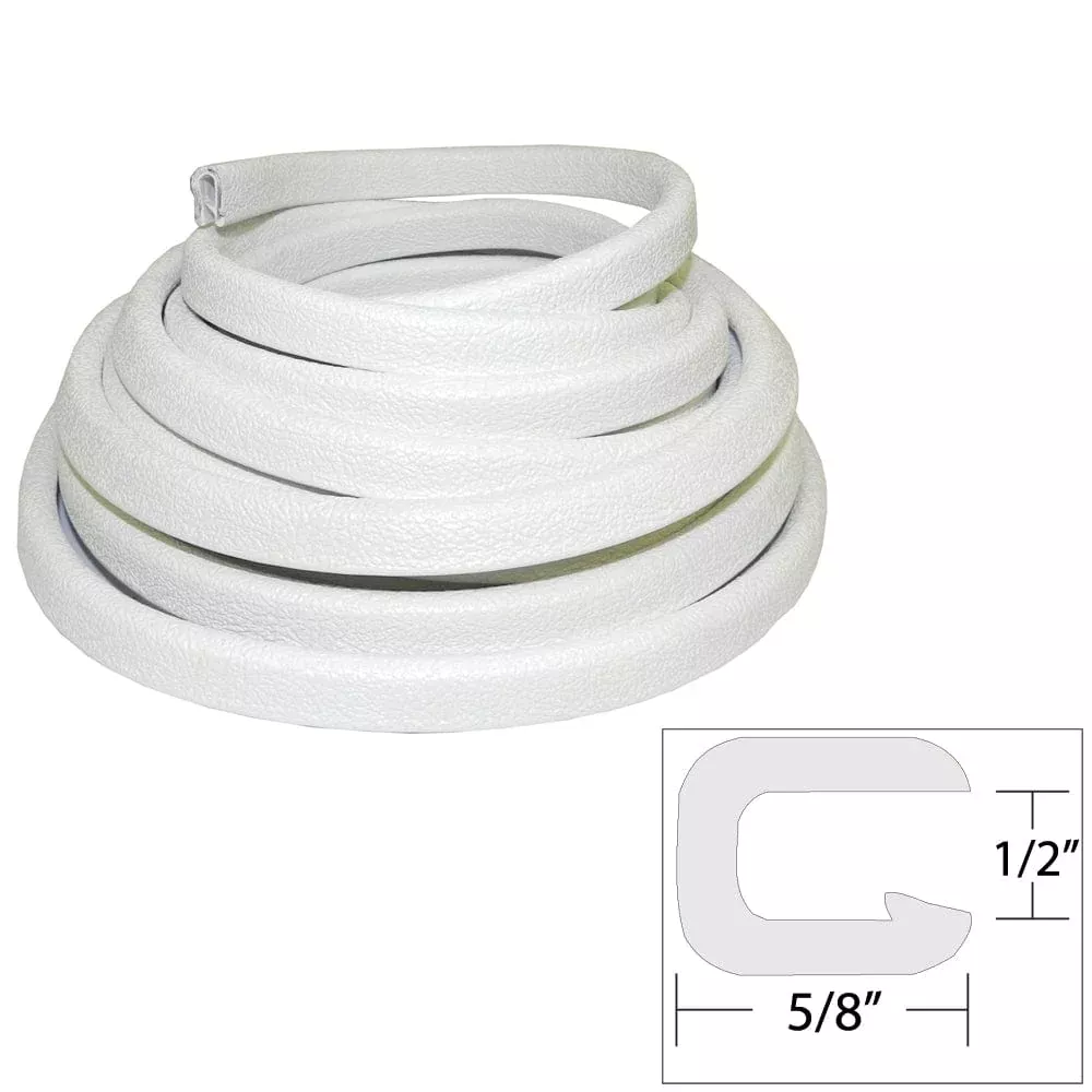 TACO Flexible Vinyl Trim – ¼” Opening x ½”W x 25’L – White