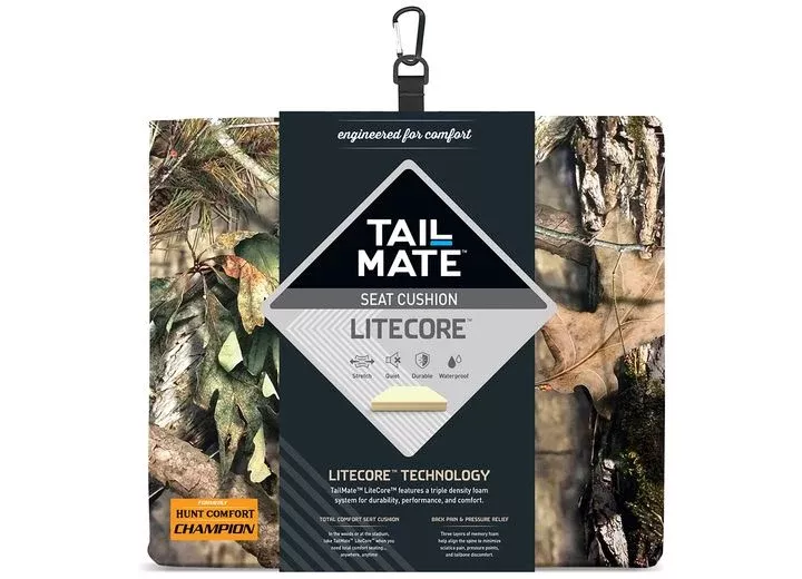 Tail Mate LiteCore Seat Cushion for Hunting, Fishing, or Outdoors – Mossy Oak• TMSC20