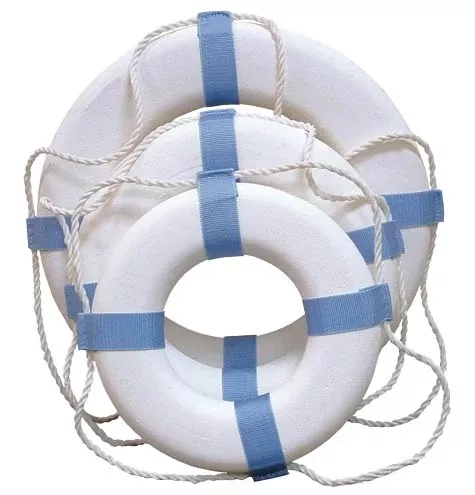 Taylor Made 17″ White/Blue Decorative Ring Buoy• 371