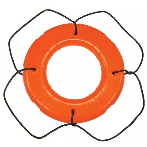 Taylor Made 30" Orange Polyethylene Shell Life Ring with Black Rope• 570