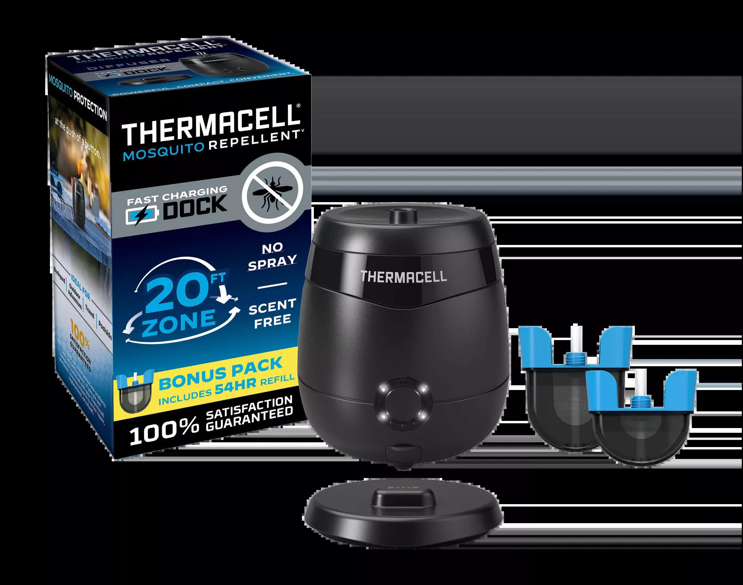 Thermacell E65X Rechargeable Mosquito Repeller with Fast Charging Dock, 20 ft Zone, 36 hr Refill