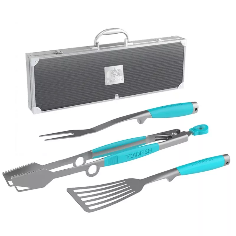 Toadfish Ultimate Grill Set + Case – Tongs, SpatulaFork