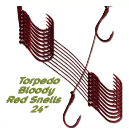 Torpedo Bloody Red Wire Snells - 24" - 10 Pack