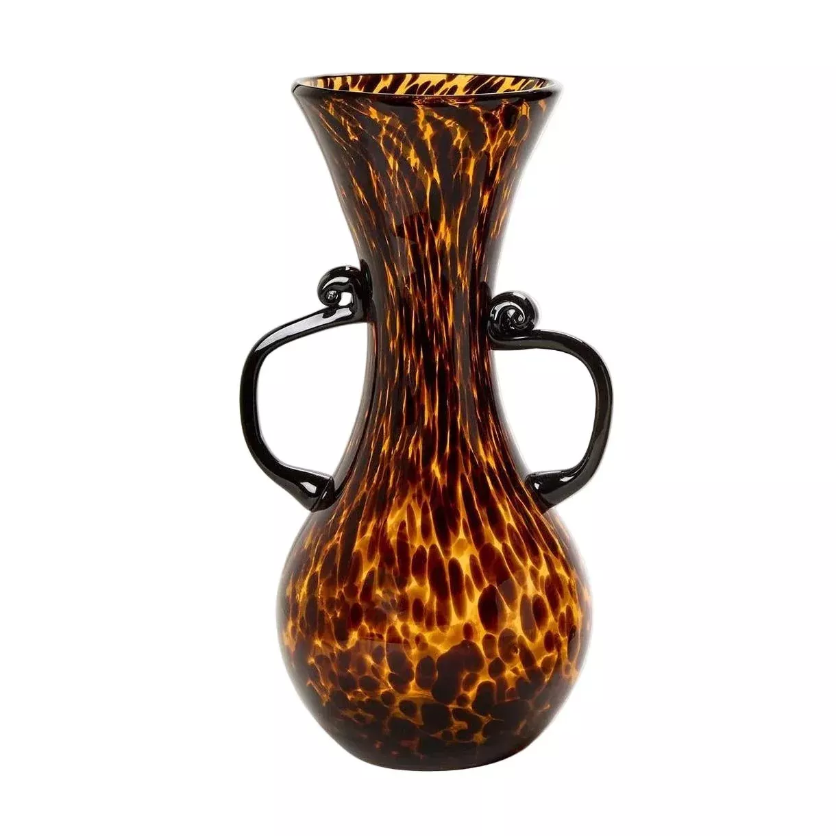 Tortoise Etruscan Style Hand Blown Glass Vase