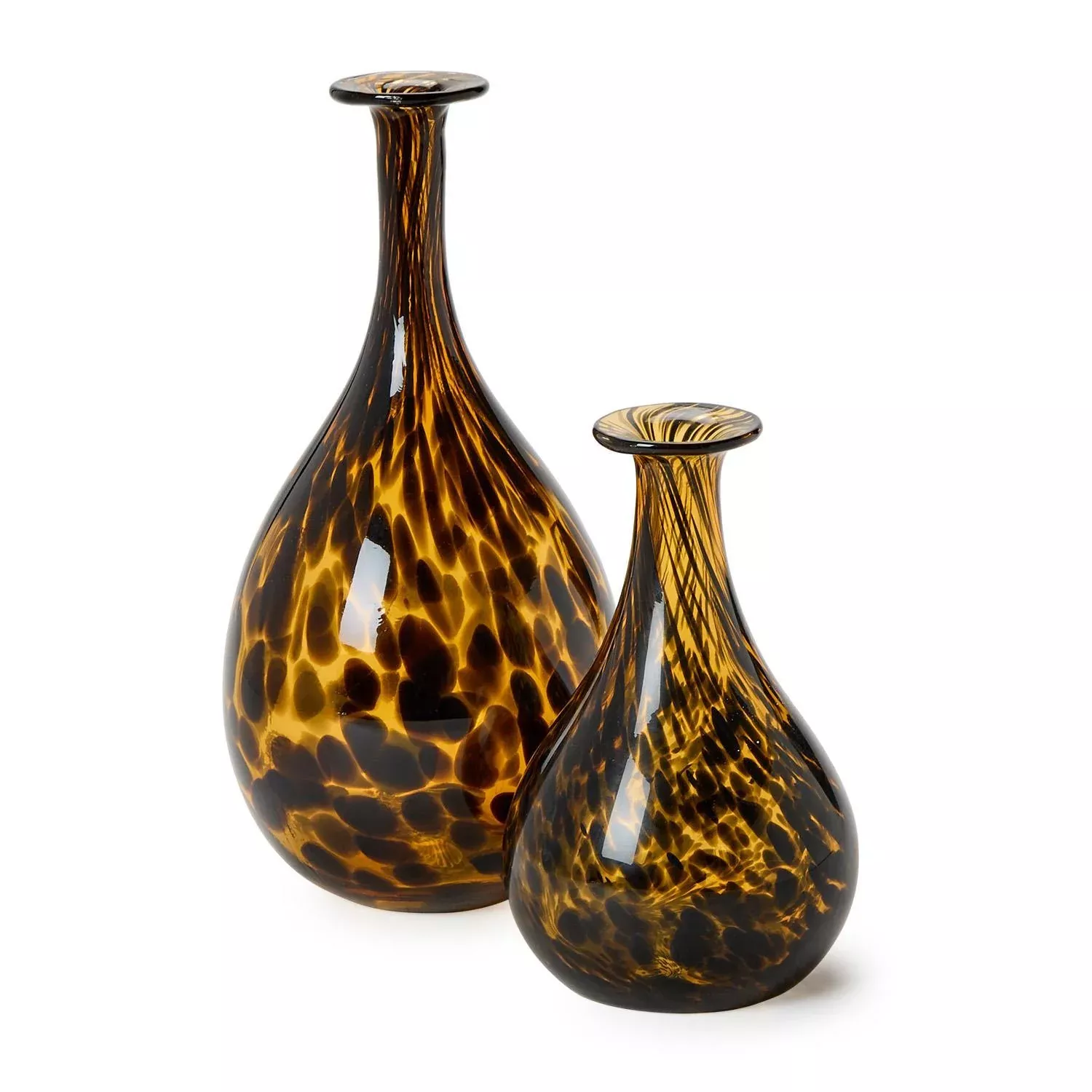 Tortoise Long Neck Glass Vases (Set of 2)