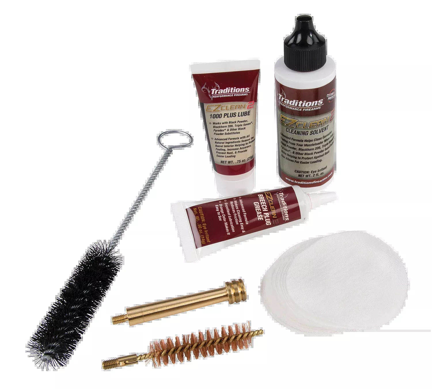Traditions EZ Clean 2 Muzzleloader Cleaning Kit, .50 Cal 7-Piece Set with Solvent, Lube & Patches, A3960