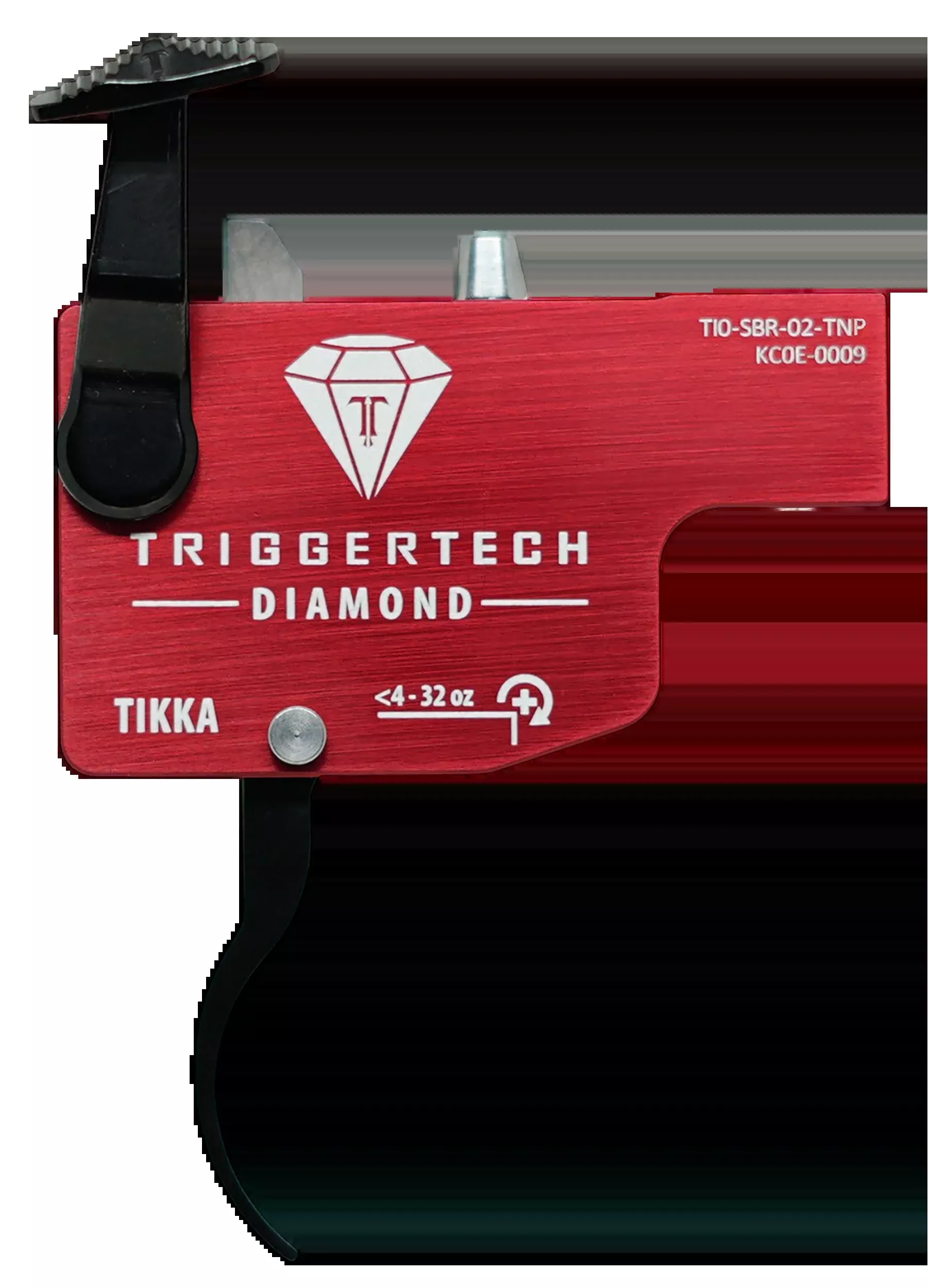 TriggerTech Diamond Black/Red Curved Lever Left Hand Trigger for Tikka TILSRB02TNP