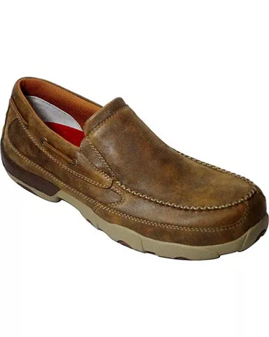 TWISTED X Mens Slip-on Driving Bomber Moccasins (MDMSC03)