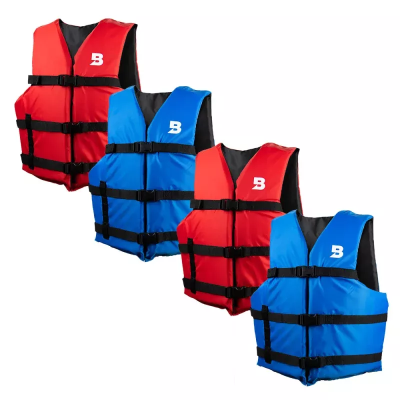 Type III General Boating Adult Universal Foam Life Jacket – Blue/Red *4-Pack