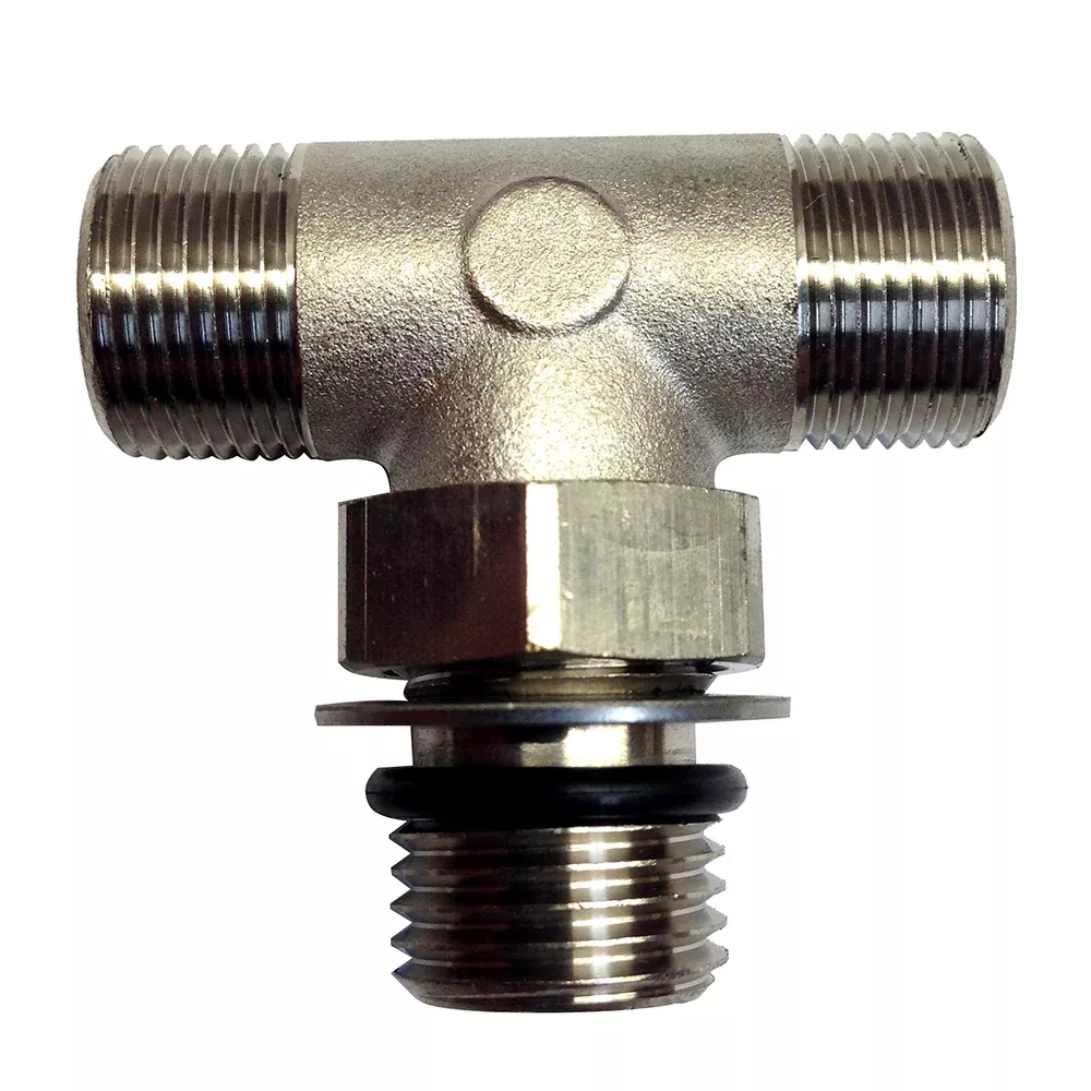 Uflex Boss Style T-Fitting – Nickel – ORB 6 to 3/8″ COMP [71955T]