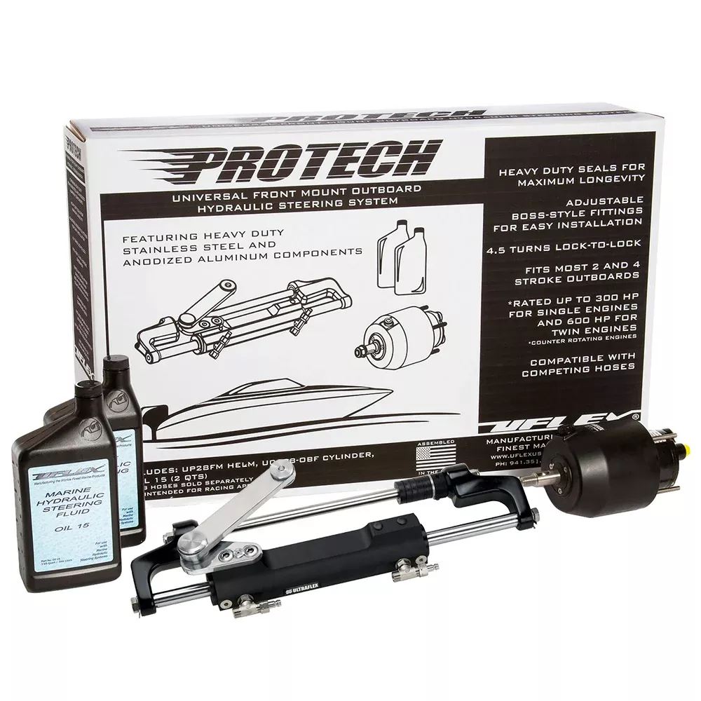 Uflex PROTECH 1.1 Front Mount OB Hydraulic System – Includes UP28 FM Helm, OilUC128-TS/1 Cylinder – No Hoses [PROTECH 1.1]