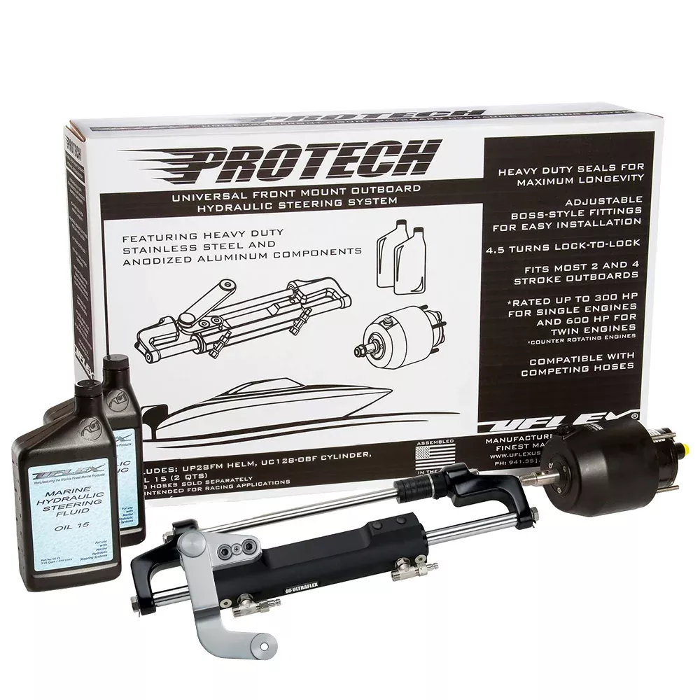 Uflex PROTECH 3.1 Front Mount OB Hydraulic System – Includes UP28 FM Helm, OilUC128-TS/3 Cylinder – No Hoses [PROTECH 3.1]