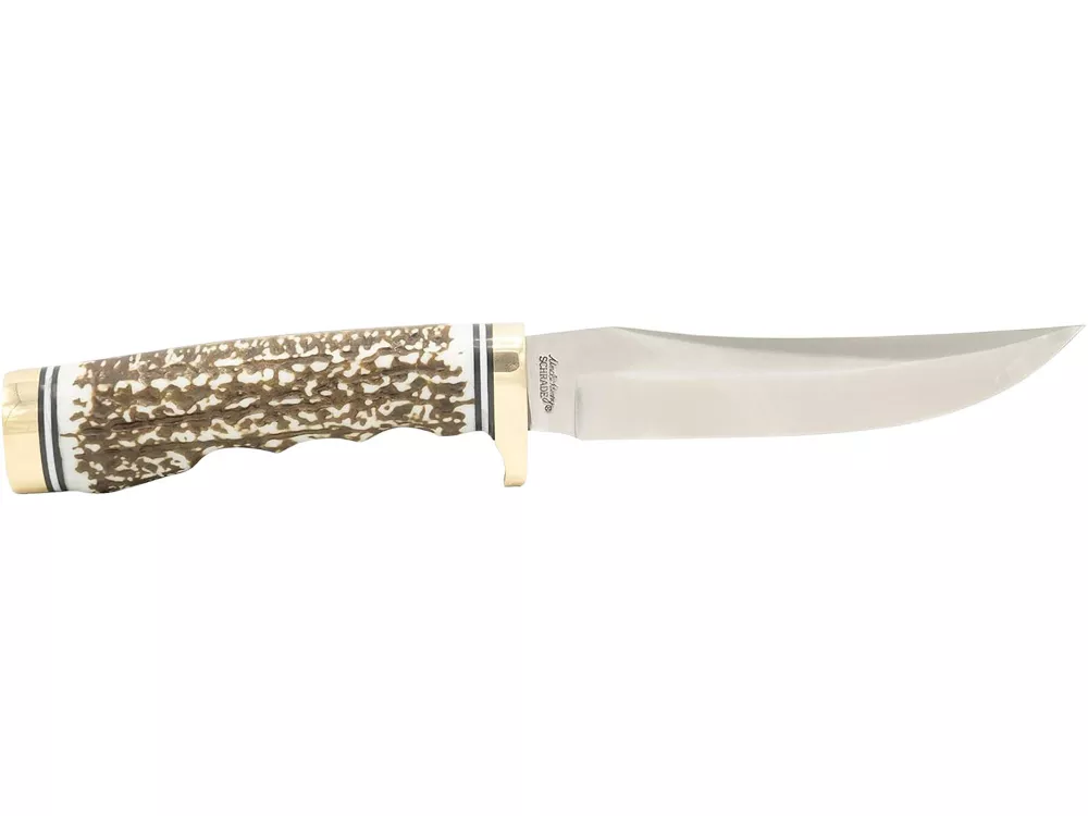 Uncle Henry 5" Fixed Hunting Knife, Staglon Handle, Brass Accents