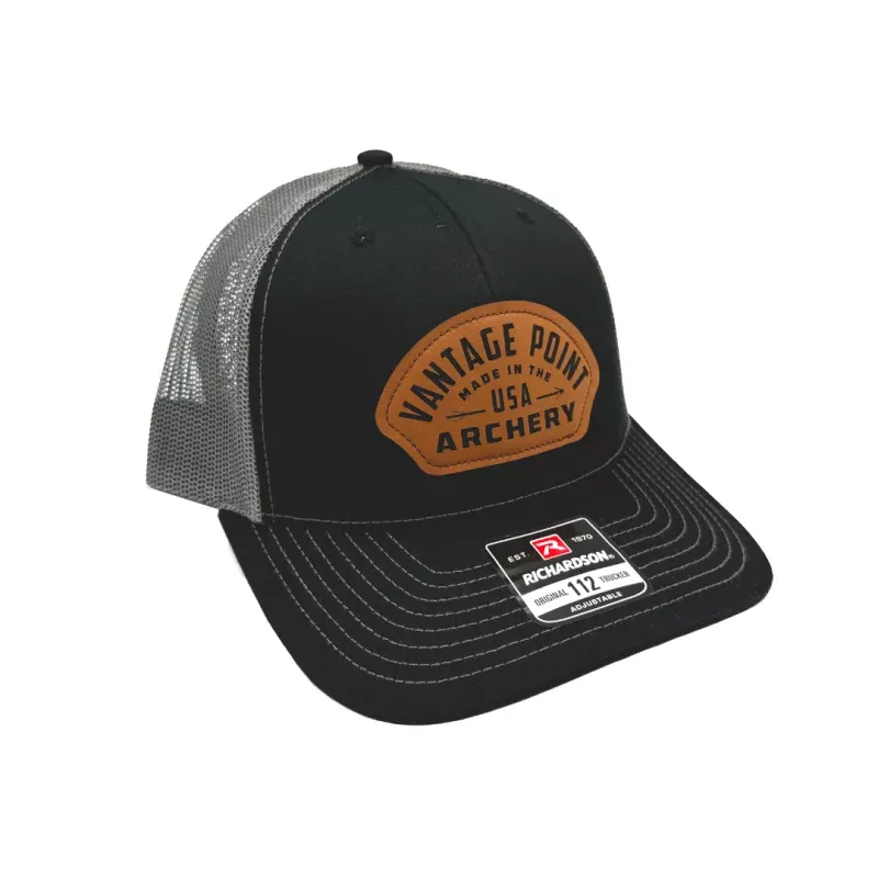 Vantage Point Brown Patch Trucker Hat – Black