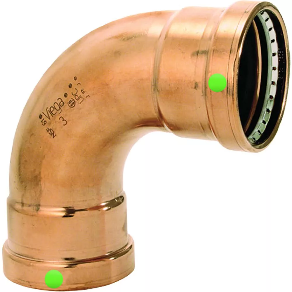 Viega ProPress XL 2-1/2" - 90 Degree Copper Elbow - Double Press Connection - Smart Connect Technology - 20623