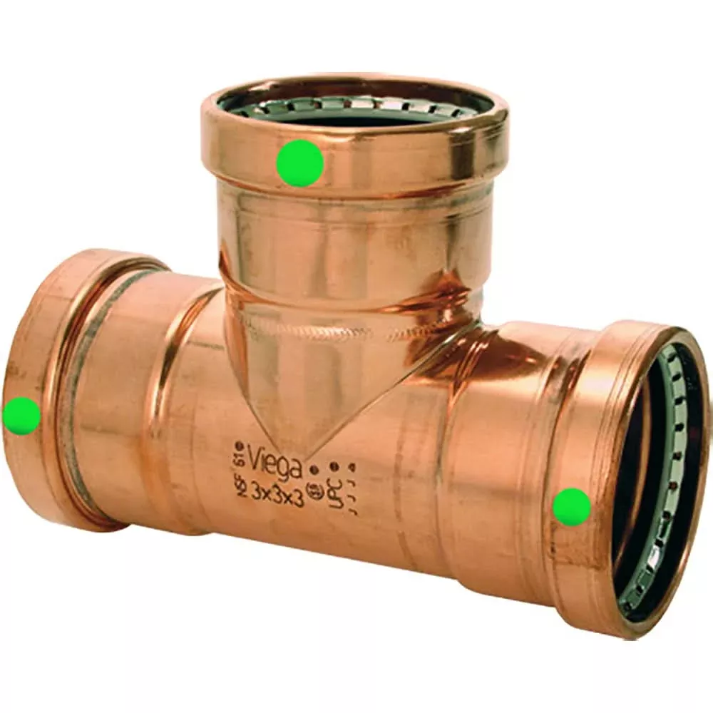 Viega ProPress XL 2-1/2" Copper Tee - Triple Press Connection - Smart Connect Technology - 20683