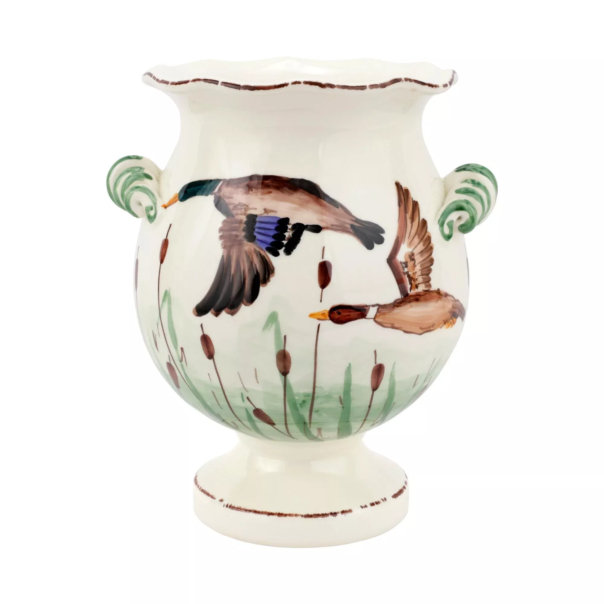 Vietri Wildlife Mallard Handled Cachepot