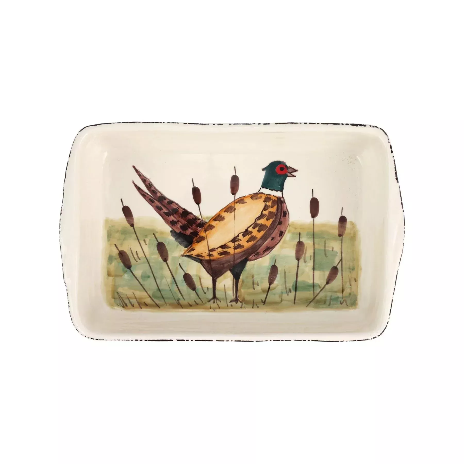 Vietri Wildlife Pheasant Retangular Baker