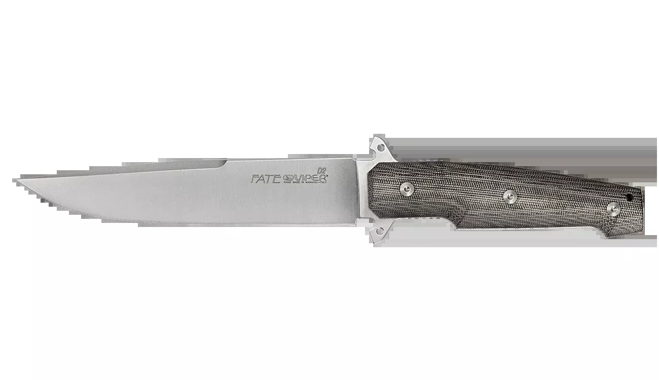 Viper Fate Black Canvas Micarta Stonewash Fixed Blade