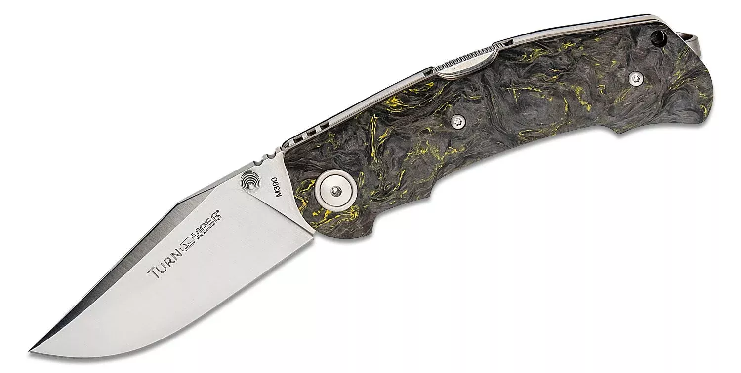 Viper Turn Yellow Dark Matter Carbon Fiber Backlock Folding Knife