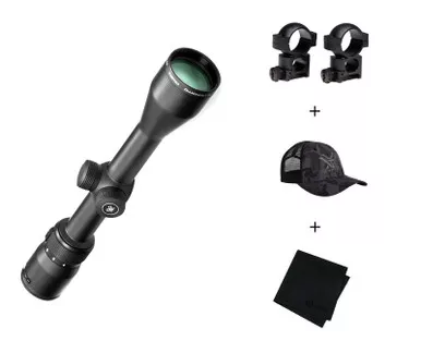 VORTEX Diamondback 4-12x40mm Riflescope w/ High 1in Scope Rings, Black Camo Hat and Microfiber Cloth (VOR-DBK-04-BDC+RING-H+121-53-BCA+MF)