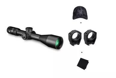 VORTEX Venom 5-25x56 FFP EBR-7C MRAD Reticle Riflescope w/ Precision Matched 34mm Scope Rings, Logo Black Camo Hat and Microfiber Cleaning Cloth