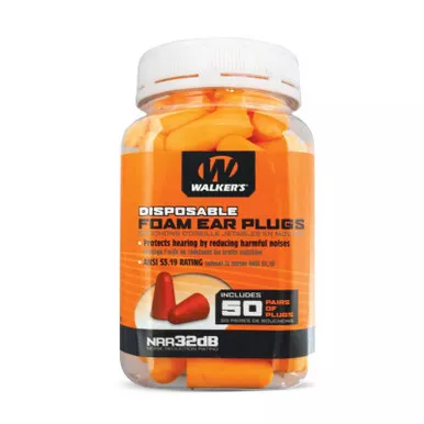 Walker's Foam Ear Plugs, 50 Pair Jar