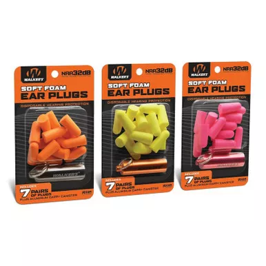 Walker's Foam Ear Plugs with Carry Canister, 7 Pairs