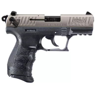 Walther P22 QD 22LR 3.42" Black Interchangeable Backstrap Grip Nickel Slide 10rd