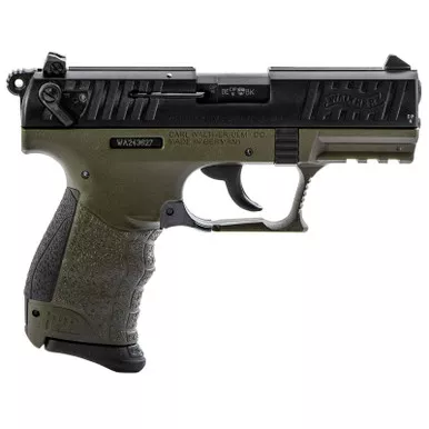Walther P22 QD 22LR 3.42″ OD Green Interchangeable Backstrap Grip and Frame Black Slide 10rd